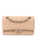 Caviar Quilted Medium Double Flap Beige wholesalehk.shop