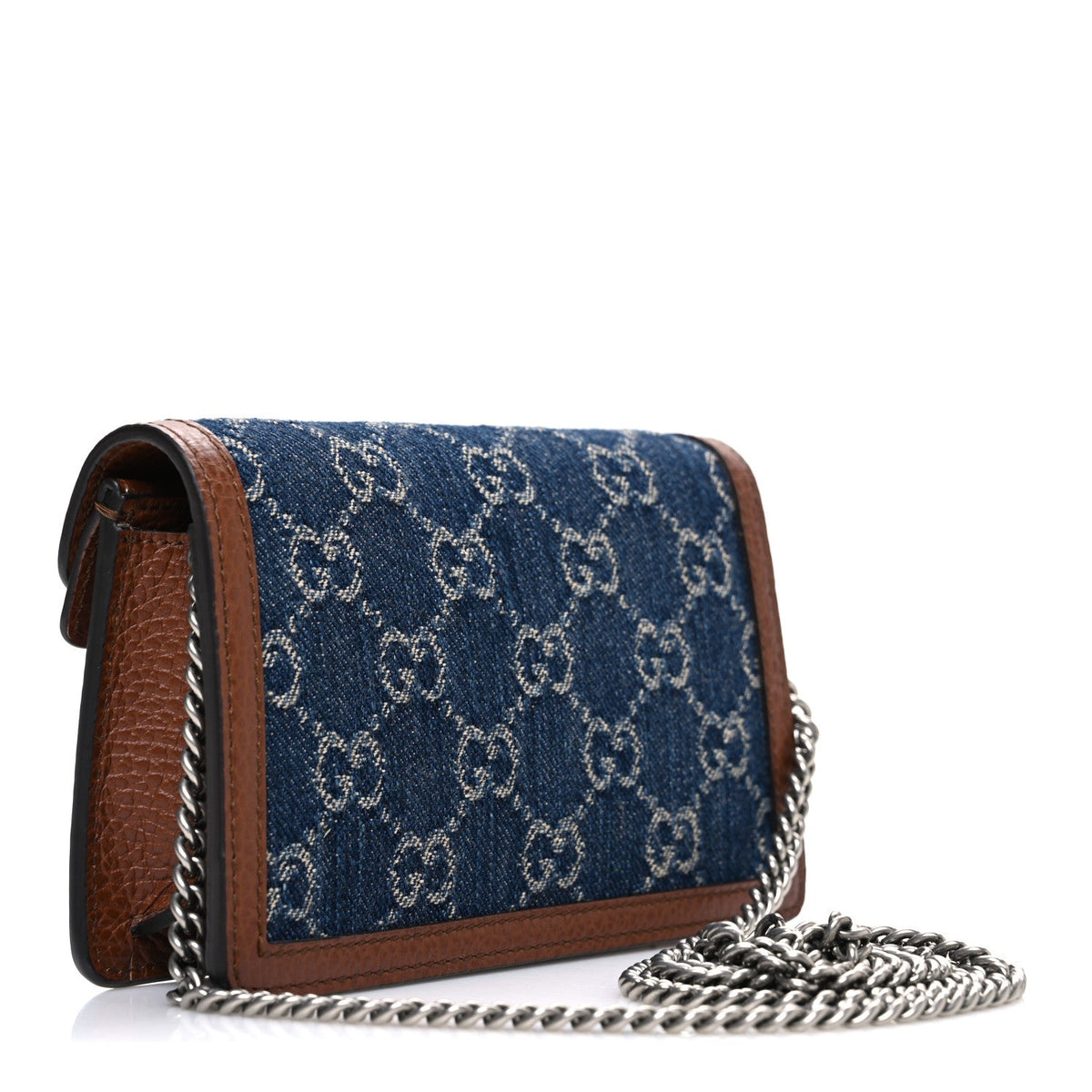 New Denim GG Monogram Dollar Calfskin Enamel Super Mini Dionysus Shoulder Bag Blue Tea Cuir Epilog Electric Blue wholesalehk.shop