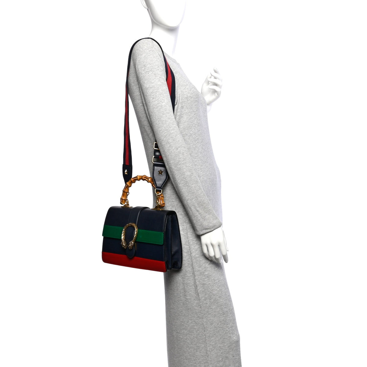 Moon Calfskin Bamboo Web Medium Dionysus Top Handle Bag Blue Emerald Hibiscus Red wholesalehk.shop