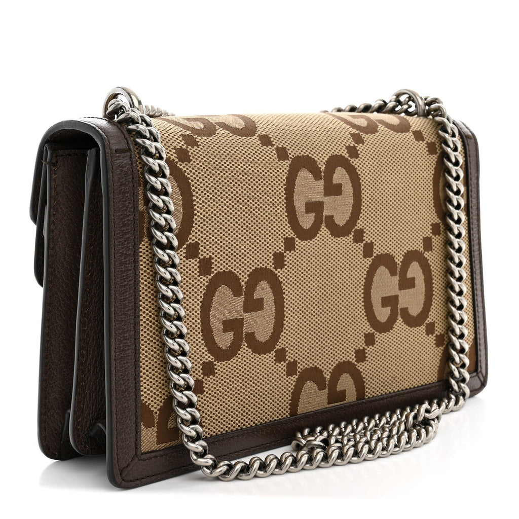Monogram Jumbo GG Textured Dollar Calfskin Small Dionysus Shoulder Bag Camel Ebony New Acero wholesalehk.shop