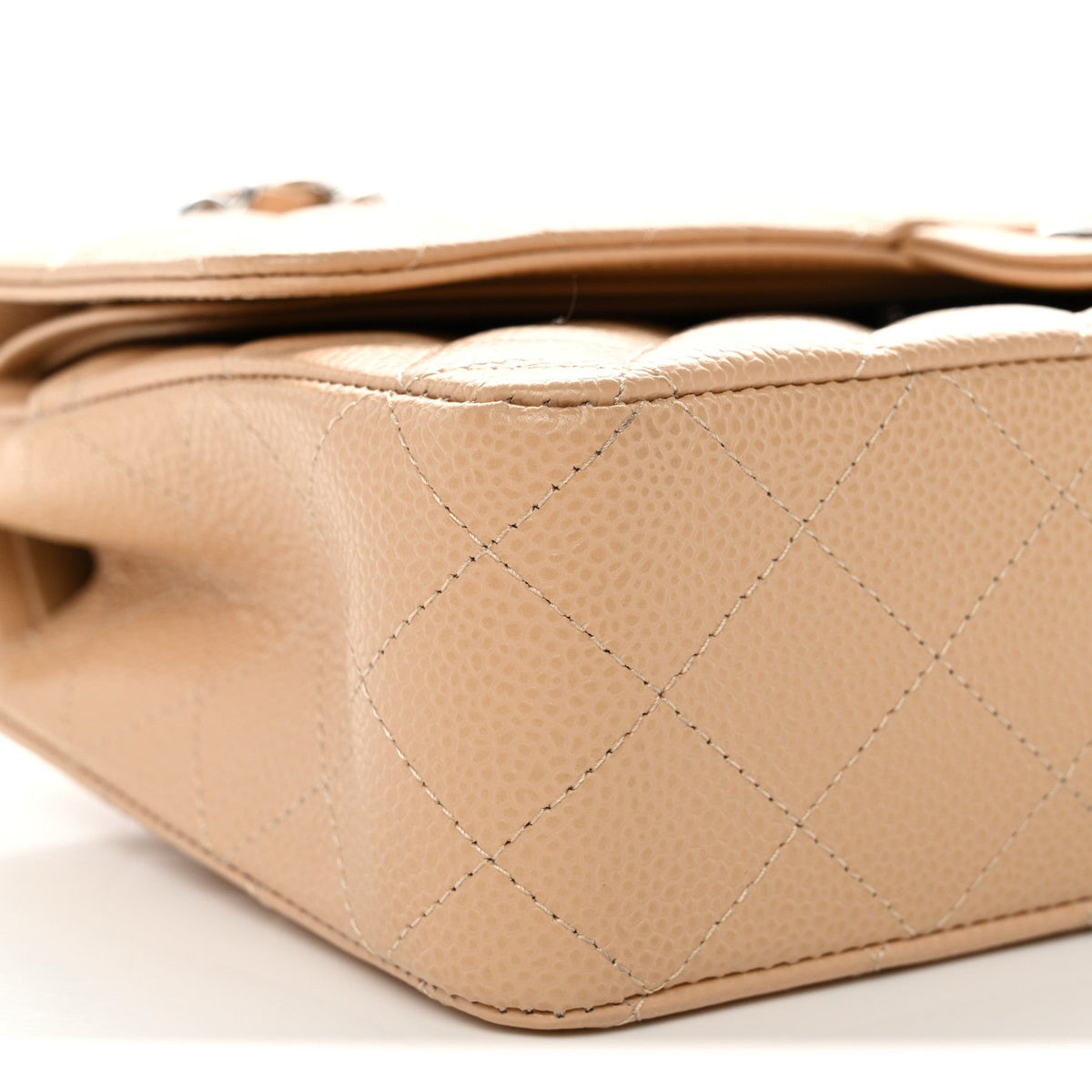 Caviar Quilted Medium Double Flap Beige wholesalehk.shop