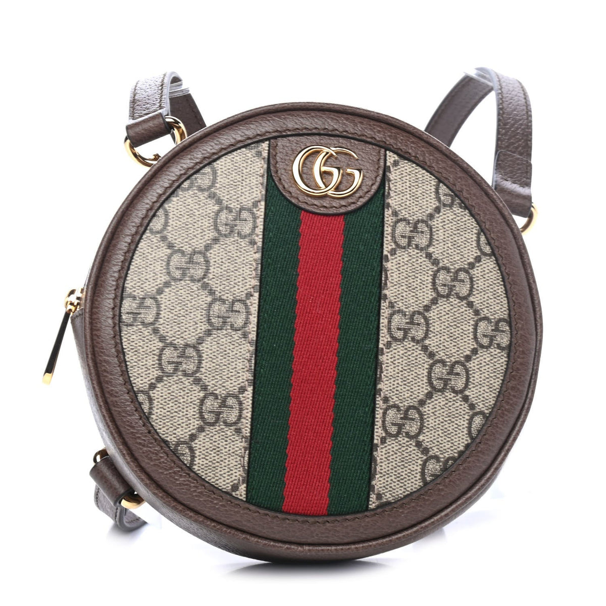GG Supreme Monogram Web Mini Ophidia Round Backpack Brown wholesalehk.shop