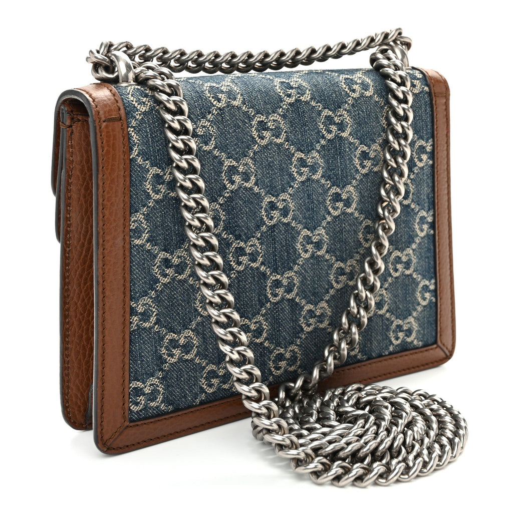 New Denim GG Monogram Dollar Calfskin Enamel Mini Dionysus Shoulder Bag Blue Tea Cuir Epilog Electric Blue wholesalehk.shop