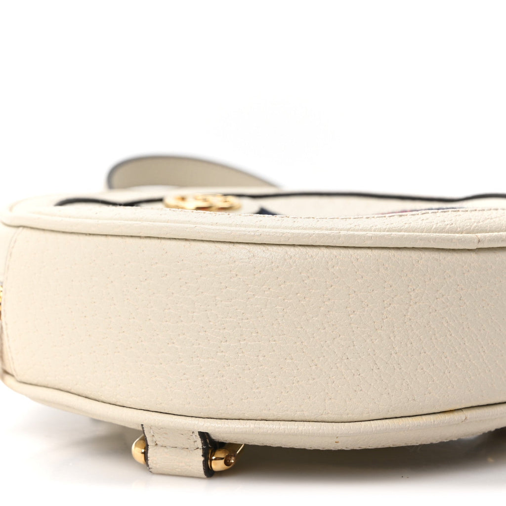 Textured Calfskin Web Mini Ophidia Round Backpack Mystic White wholesalehk.shop