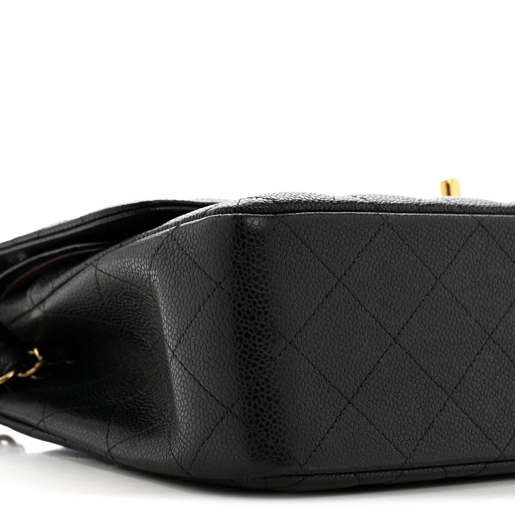 Caviar Quilted Jumbo Double Flap Black wholesalehk.shop