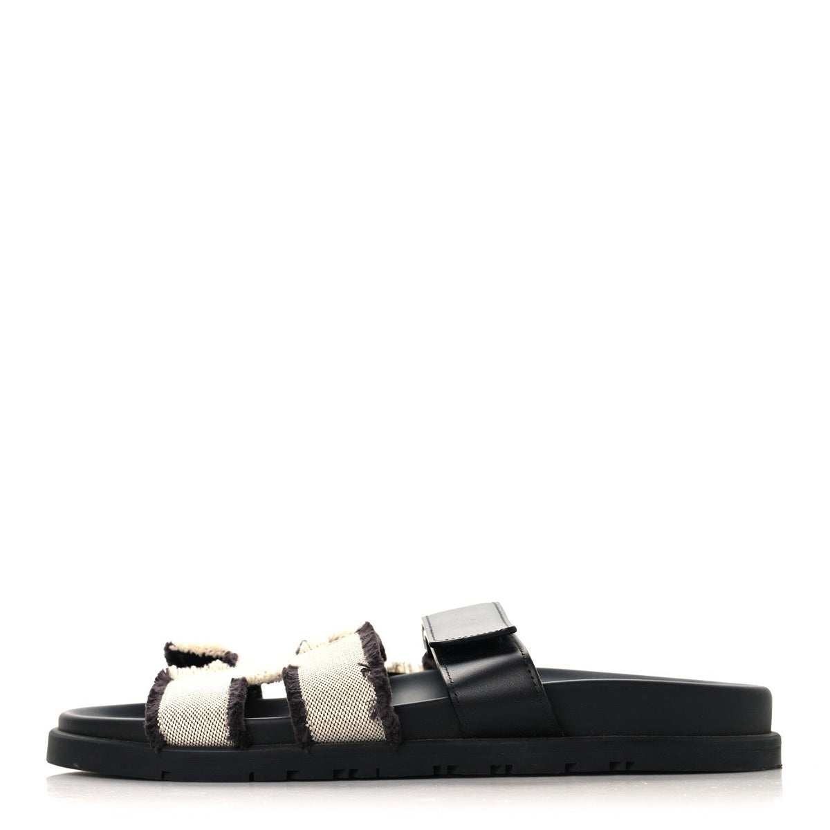 Techno Fringed H Canvas Caflskin Womens Chypre Sandals 39 Prunoir Black wholesalehk.shop