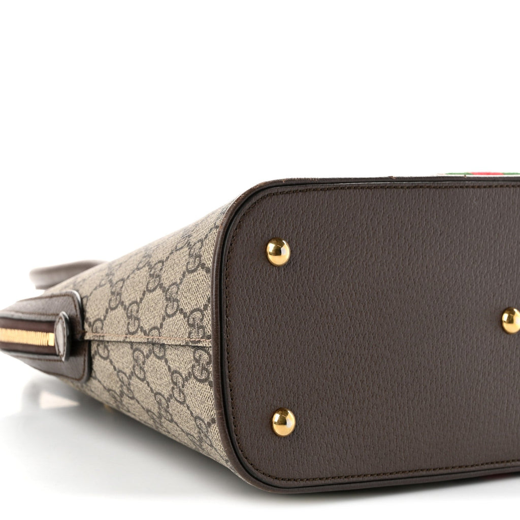 GG Supreme Monogram Web Medium Top Handle Ophidia Dome Shoulder Bag Brown wholesalehk.shop