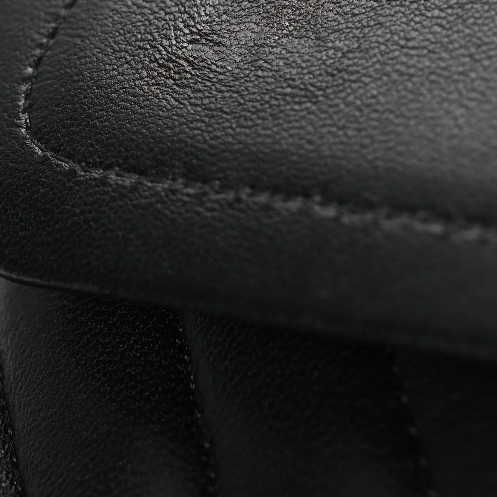 Lambskin Chevron Quilted Medium Double Flap Black wholesalehk.shop