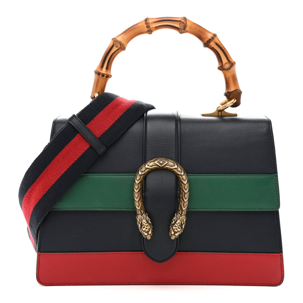 Moon Calfskin Web Medium Dionysus Bamboo Top Handle Bag Blue Emerald Hibiscus Red wholesalehk.shop