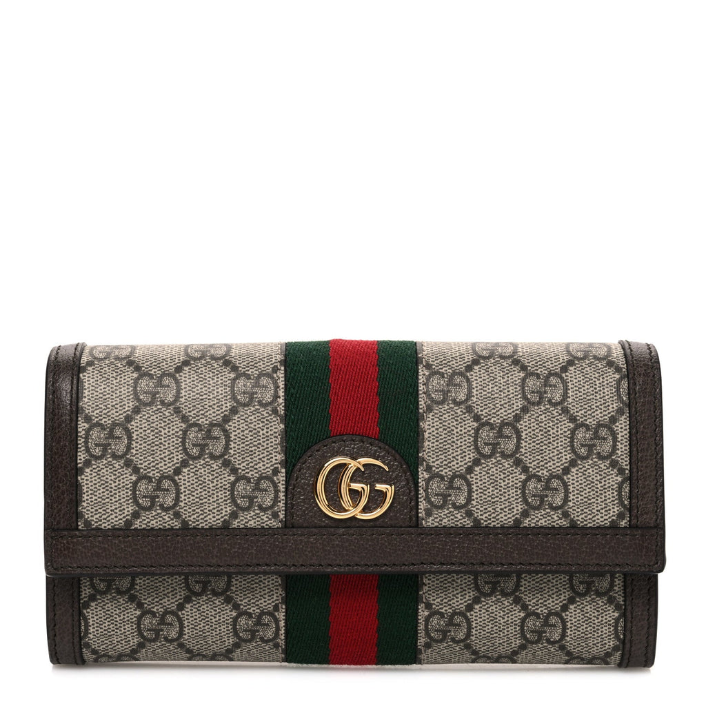 GG Supreme Monogram Web Ophidia Continental Wallet Brown wholesalehk.shop