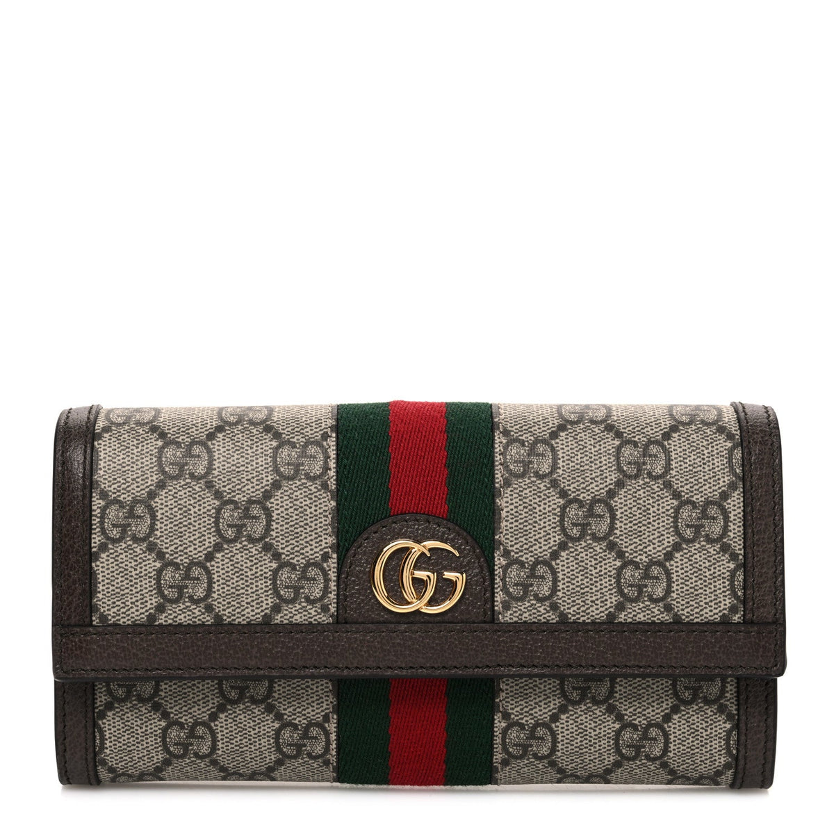 GG Supreme Monogram Web Ophidia Continental Wallet Brown wholesalehk.shop