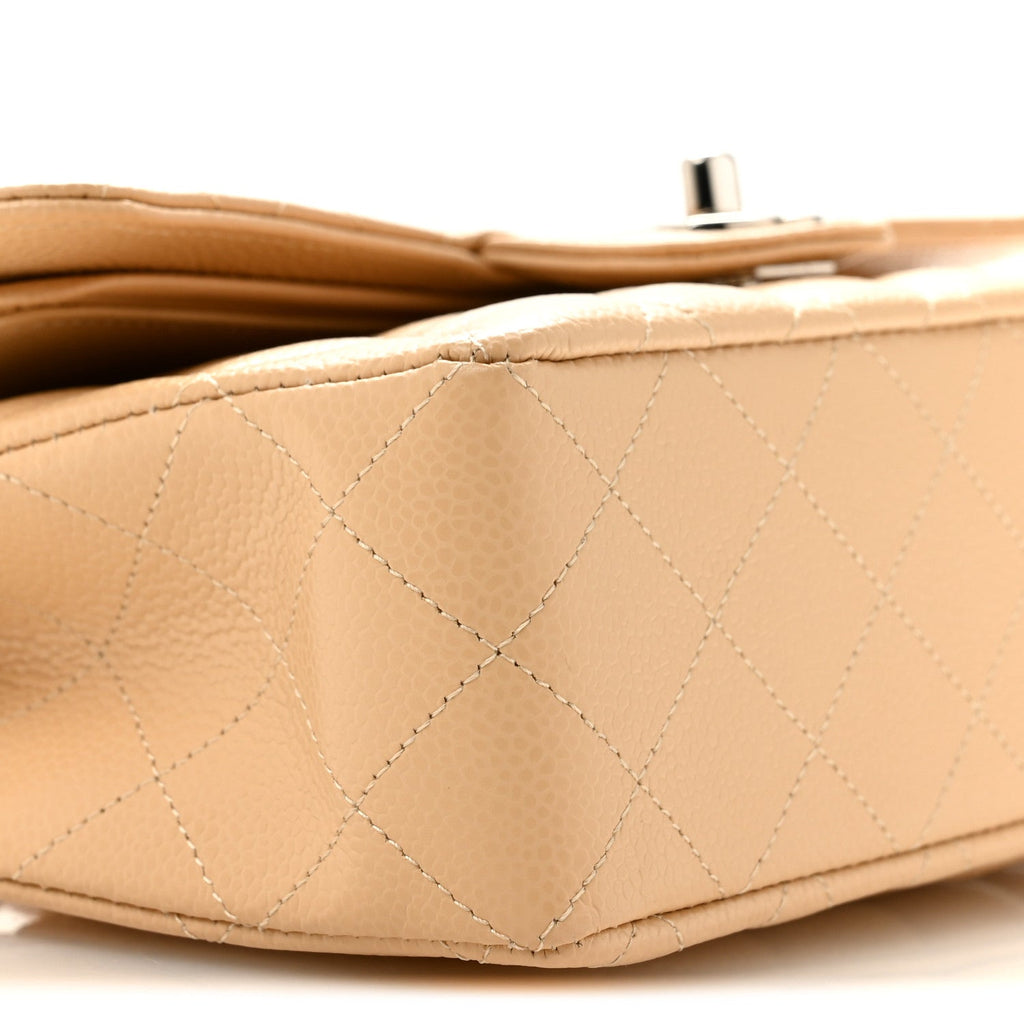 Caviar Quilted Small Double Flap Beige wholesalehk.shop
