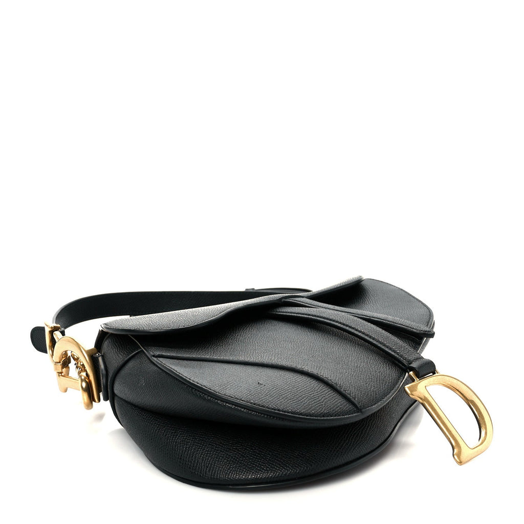 Grained Calfskin Saddle Bag With Strap Black wholesalehk.shop