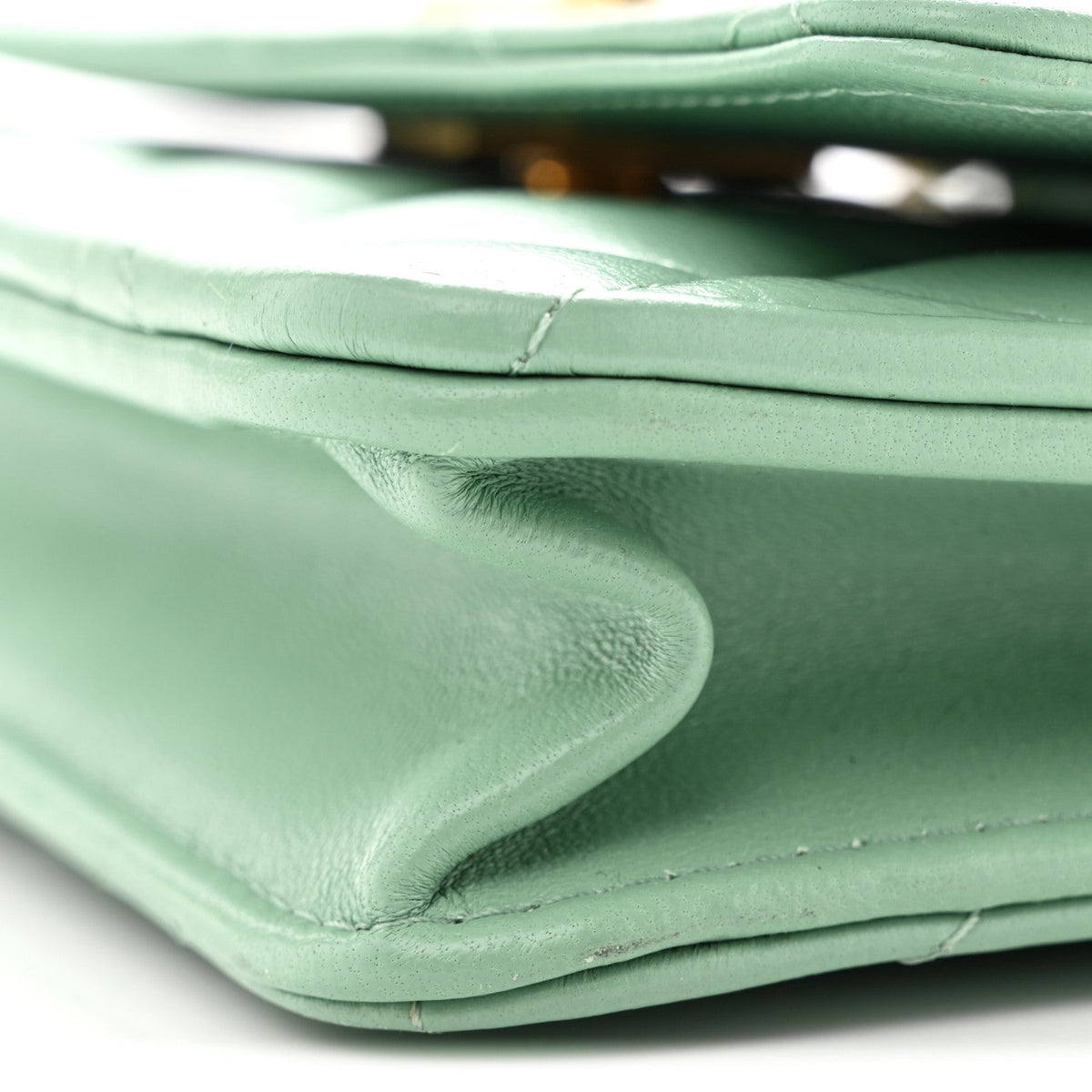 Lambskin Quilted Logo WOC Wallet On Chain Green wholesalehk.shop