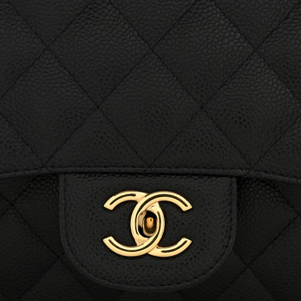 Caviar Quilted Jumbo Double Flap Black wholesalehk.shop
