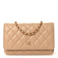 Caviar Quilted Wallet on Chain WOC Beige wholesalehk.shop