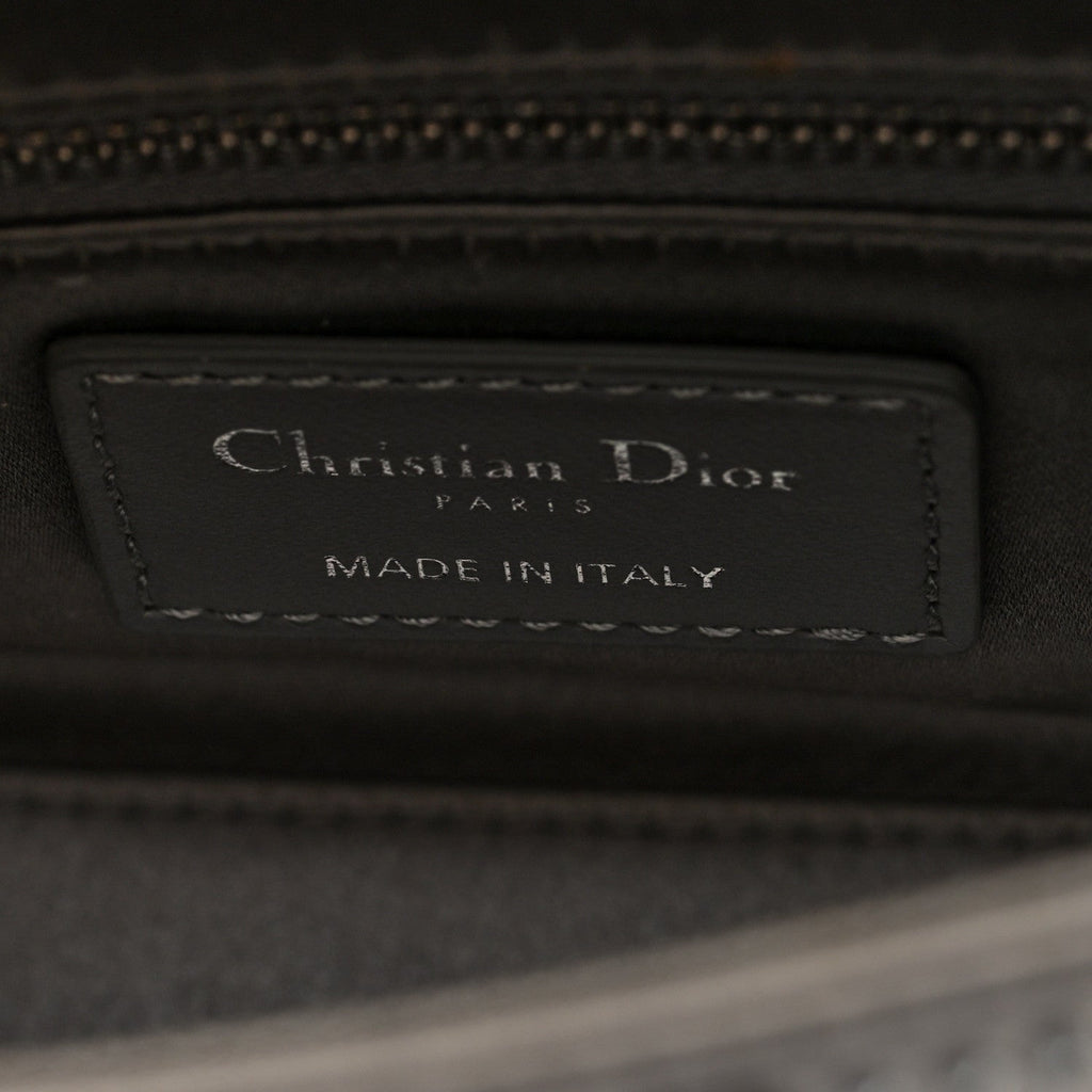 Satin Crystal Cannage Mini Lady Dior Gray wholesalehk.shop