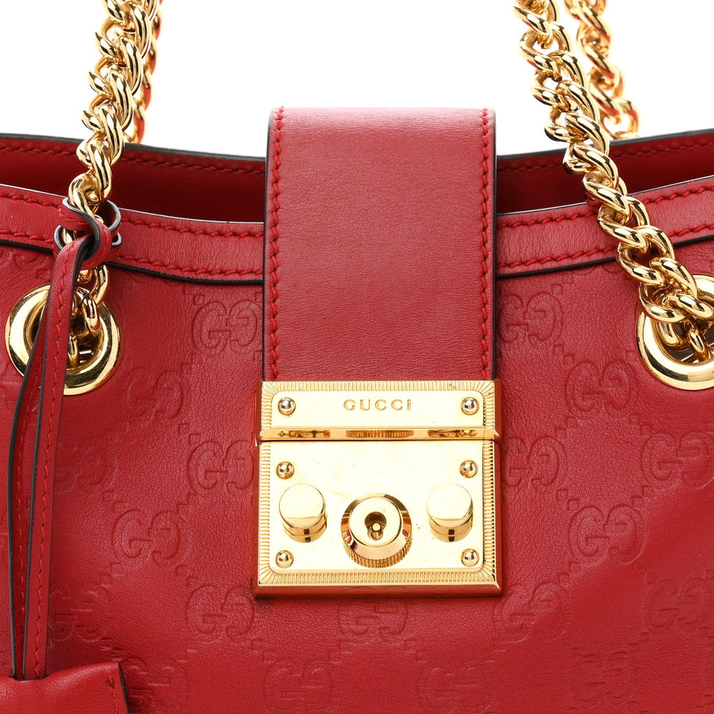 Guccissima Small Padlock Tote Red £¨ Direct shipment via from wholesalehk.shop