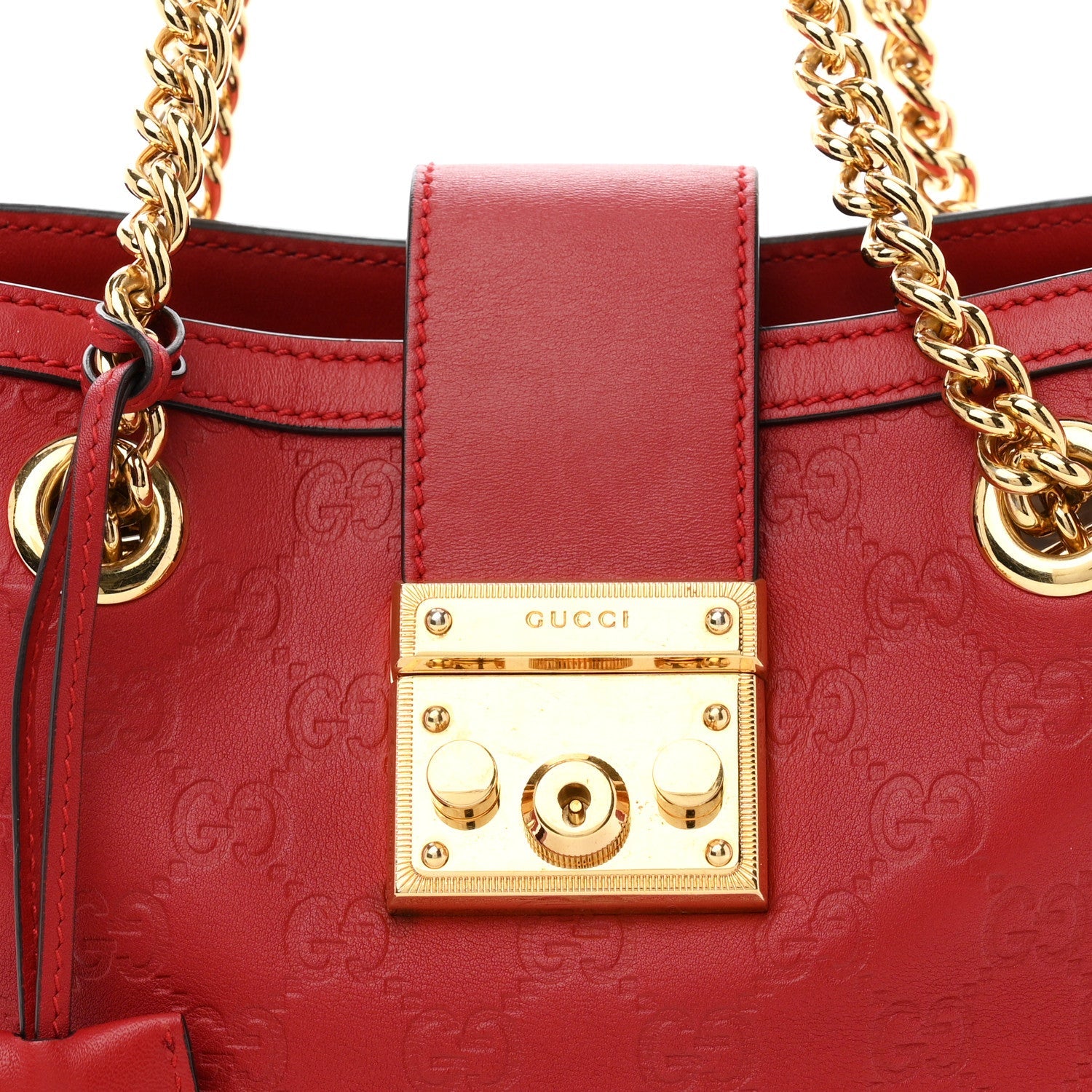 Guccissima Small Padlock Tote Red £¨ Direct shipment via from wholesalehk.shop