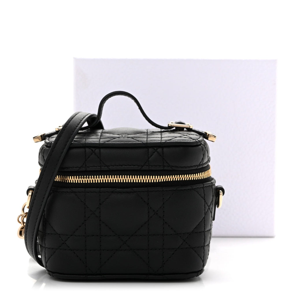 Lambskin Cannage Micro Lady Dior Vanity Case Black wholesalehk.shop