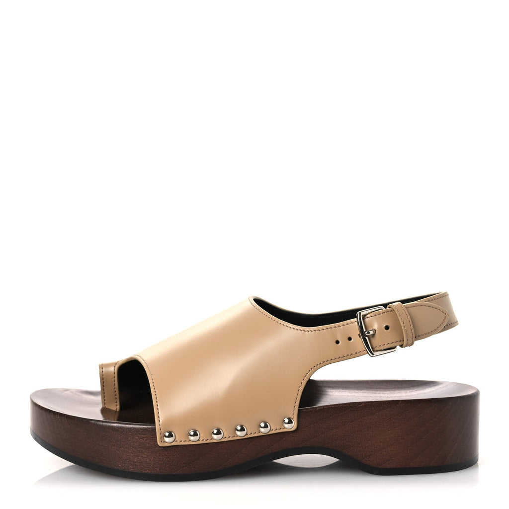 Glazed Calfskin Womens Klay Clog 40 Beige Naturel wholesalehk.shop
