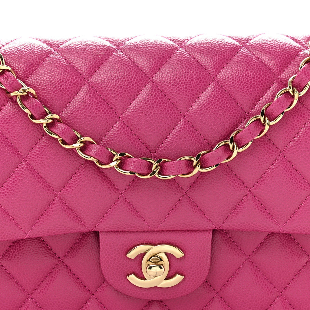 Caviar Quilted Medium Double Flap Purple wholesalehk.shop