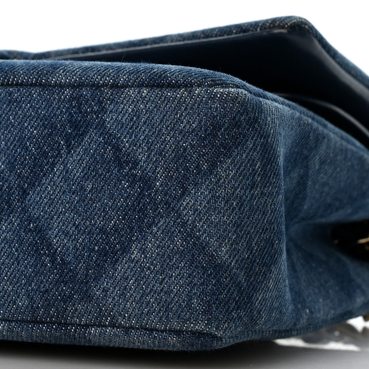 Printed Denim Quilted Medium Double Flap Light Blue wholesalehk.shop