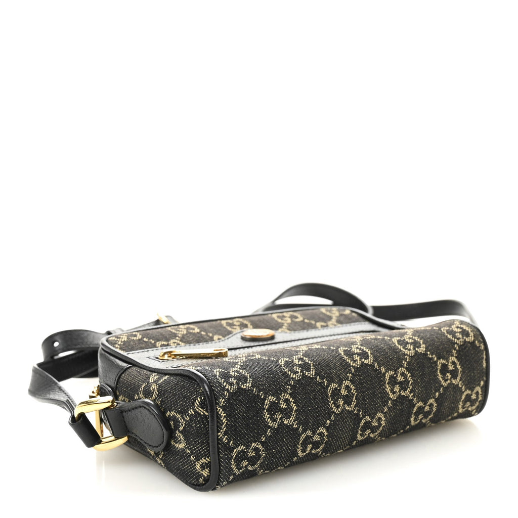 Jacquard Black Denim GG Monogram Textured Dollar Calfskin Mini Ophidia Shoulder Bag Black Ivory wholesalehk.shop