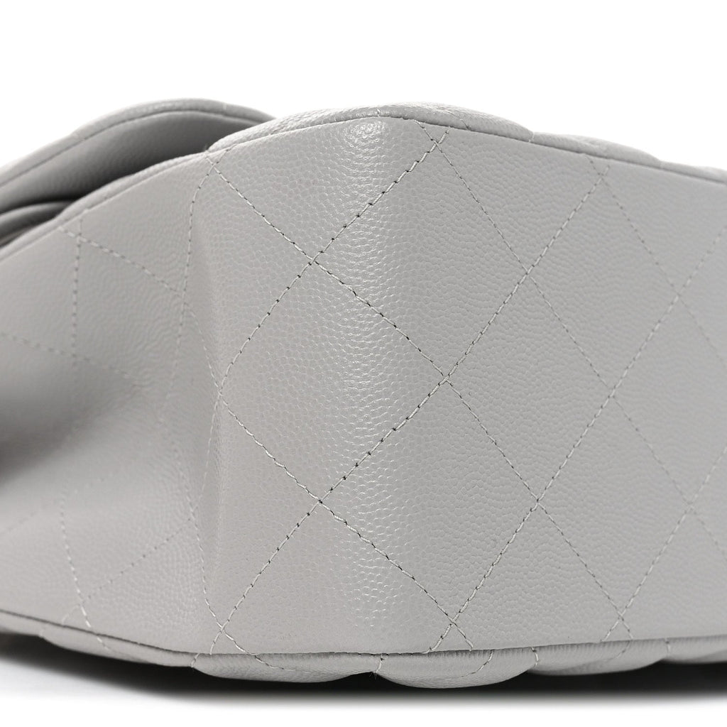 Caviar Quilted Jumbo Double Flap Grey wholesalehk.shop