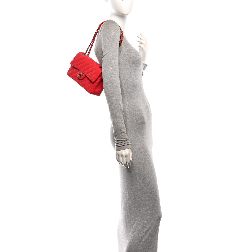 Caviar Quilted Small Double Flap Red wholesalehk.shop