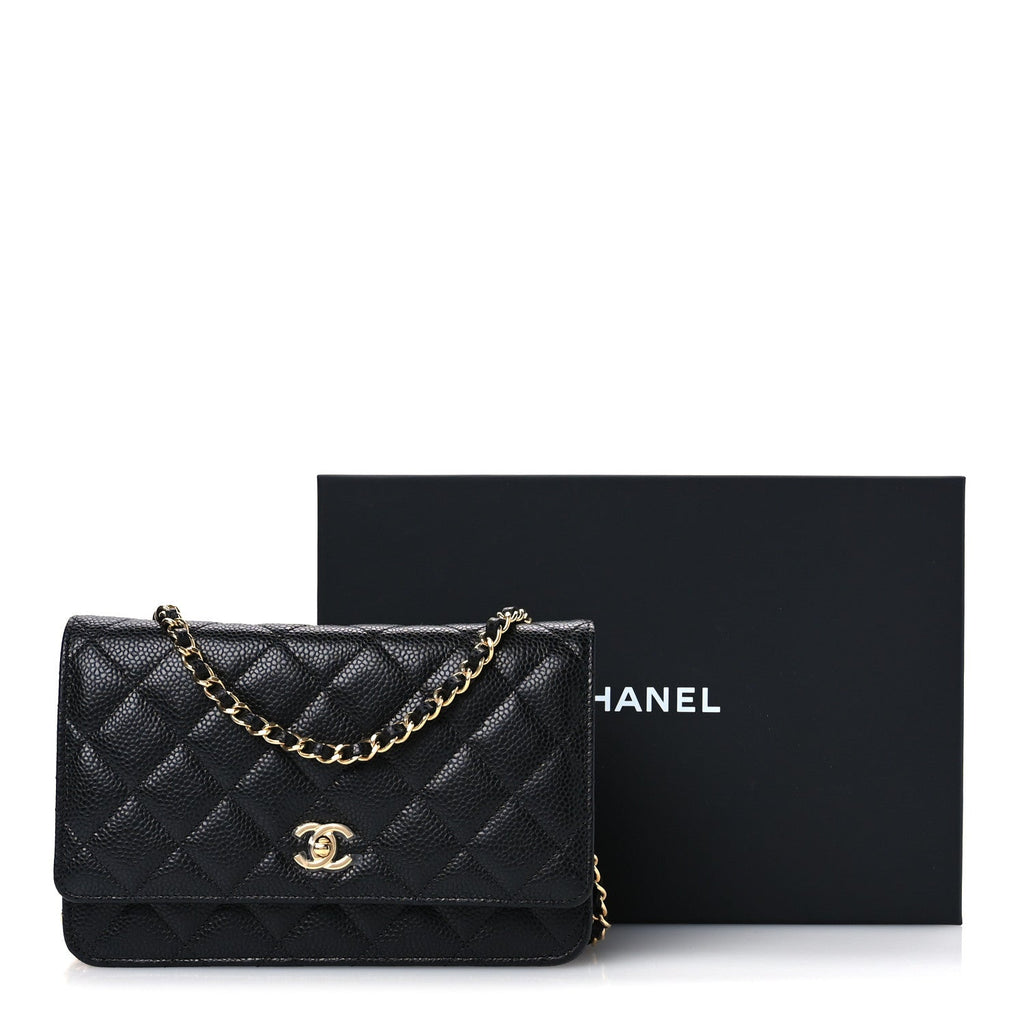 Caviar Quilted CC Turnlock Wallet On Chain WOC Black wholesalehk.shop