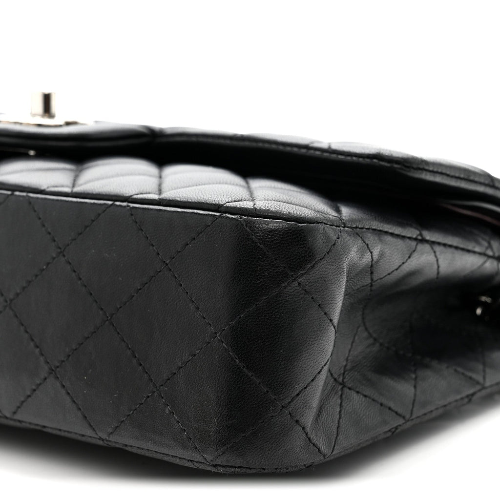 Lambskin Quilted Medium Double Flap Black wholesalehk.shop