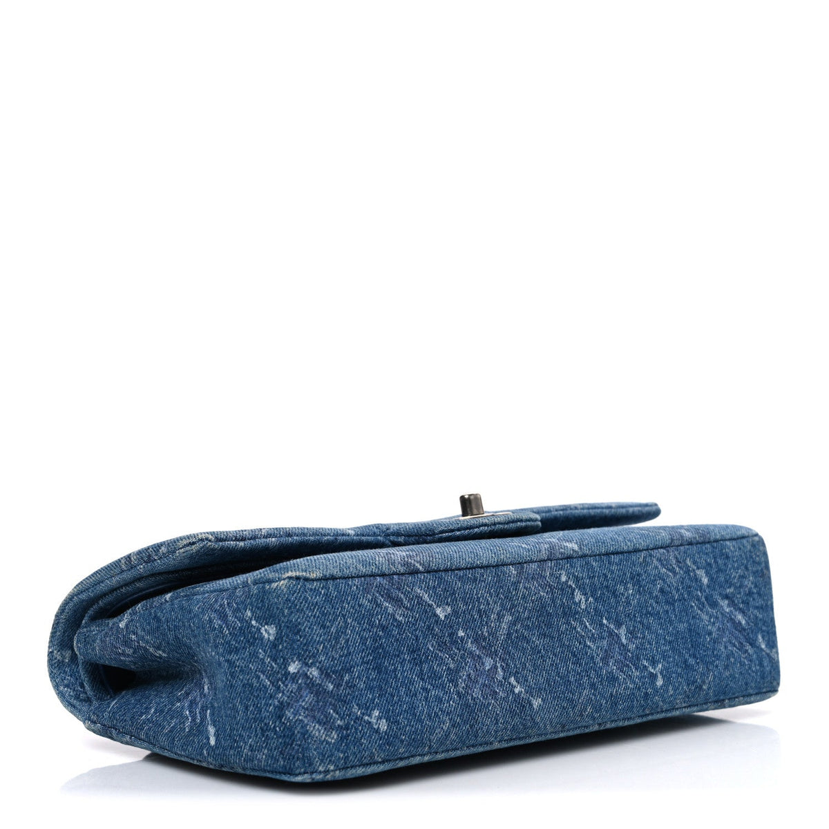 Denim Bleached Chain Medium Double Flap Blue wholesalehk.shop