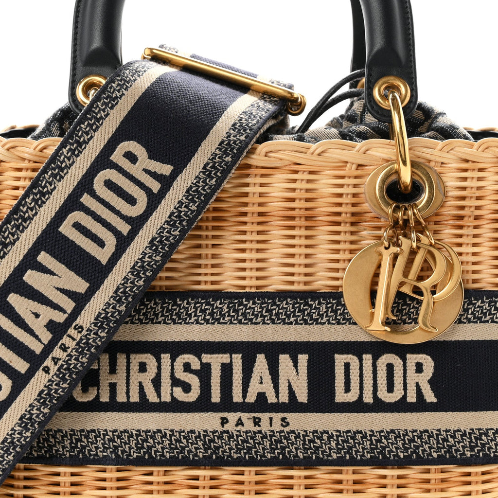 Wicker Oblique Medium Lady Dior Bag Blue wholesalehk.shop