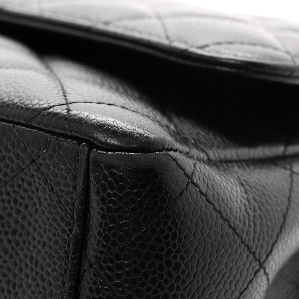 Caviar Quilted Maxi Double Flap Black wholesalehk.shop