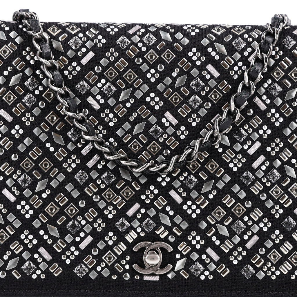 Lambskin Embellished Quilted Wallet On Chain WOC Black wholesalehk.shop