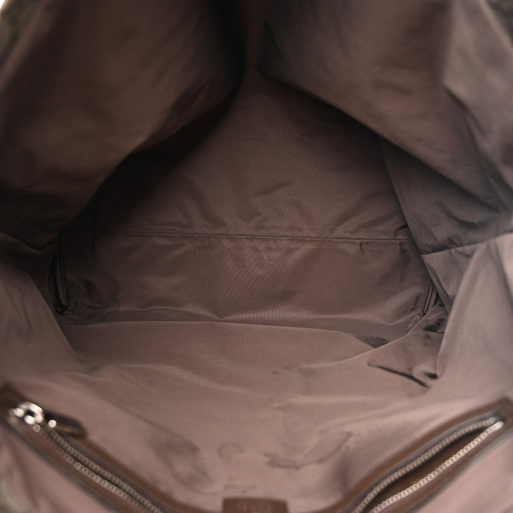 Tender GG Supreme Monogram Textured Dollar Calfskin Web Tote Beige Ebony New Acero wholesalehk.shop