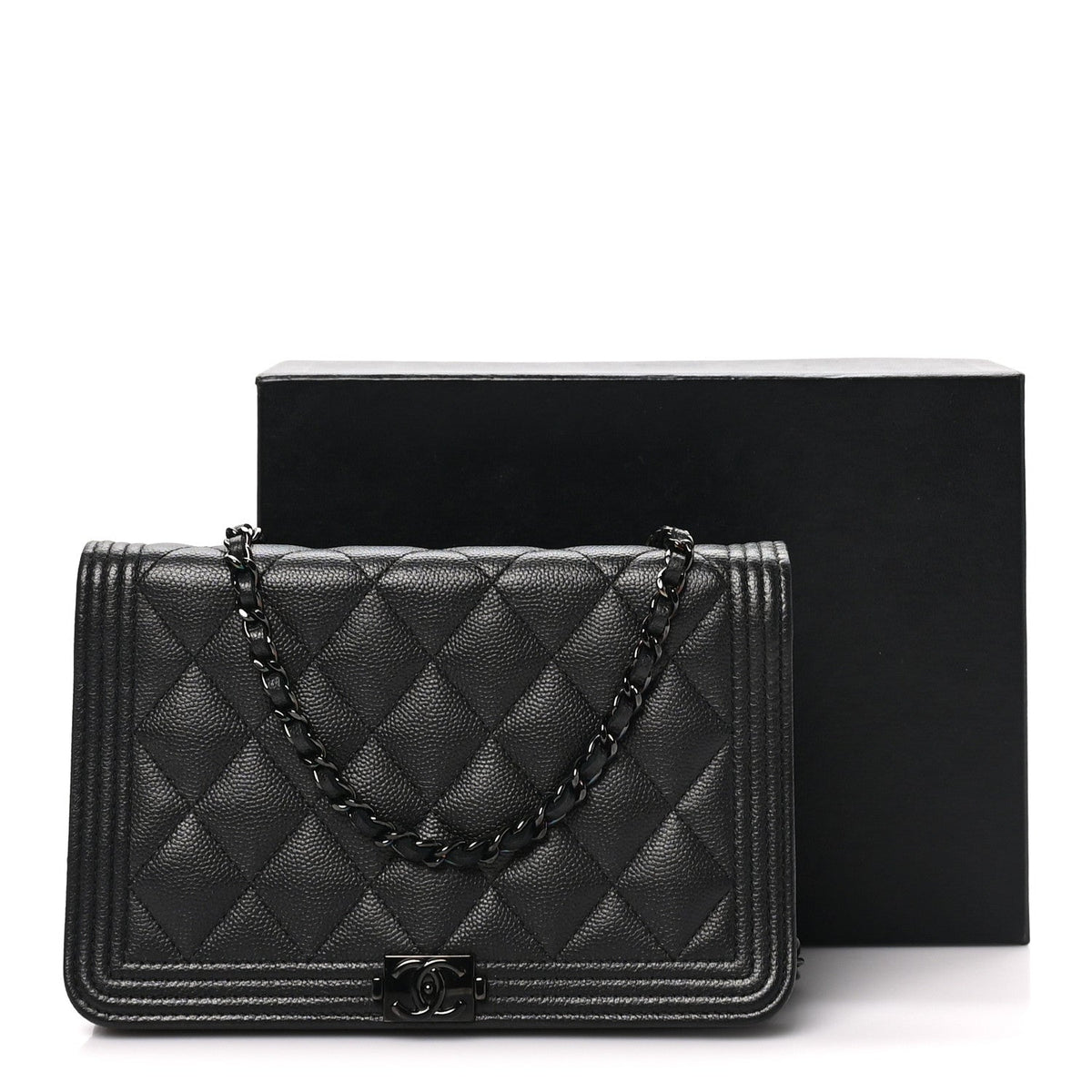 Caviar Quilted Boy Wallet On Chain WOC So Black wholesalehk.shop