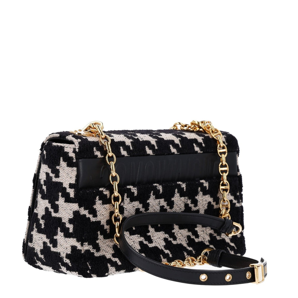 Technical Canvas Macro Houndstooth Medium Caro Bag Black White wholesalehk.shop