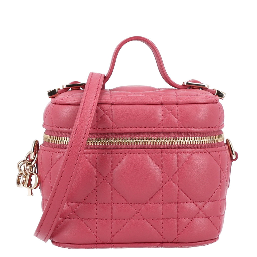 Lambskin Cannage Micro Vanity Case Strawberry Pink wholesalehk.shop