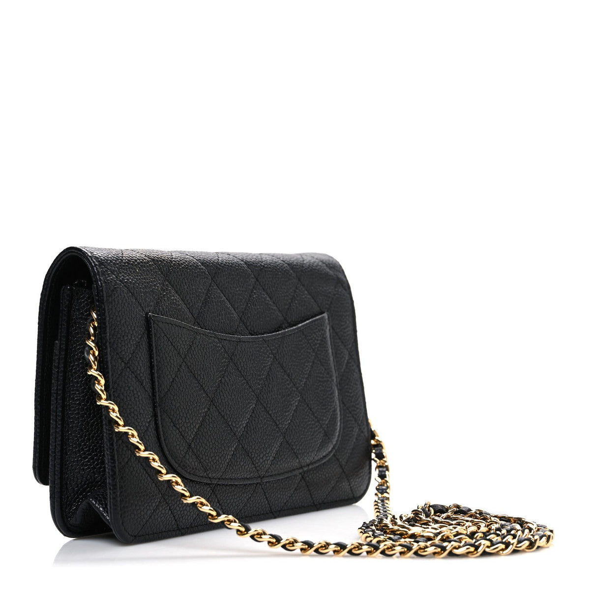 Caviar Quilted Wallet on Chain WOC Black wholesalehk.shop