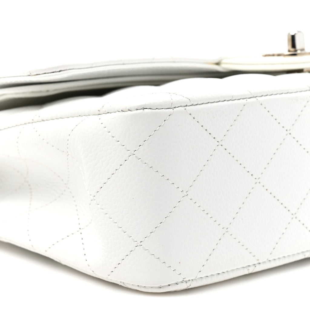 Caviar Quilted Medium Double Flap White wholesalehk.shop