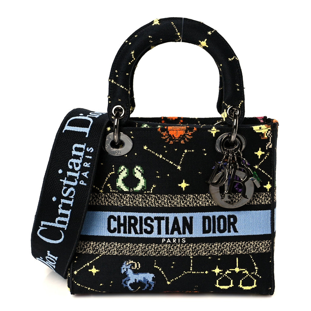 Canvas Pixel Zodiac Embroidered Medium Lady D-Lite Nero Multicolor wholesalehk.shop