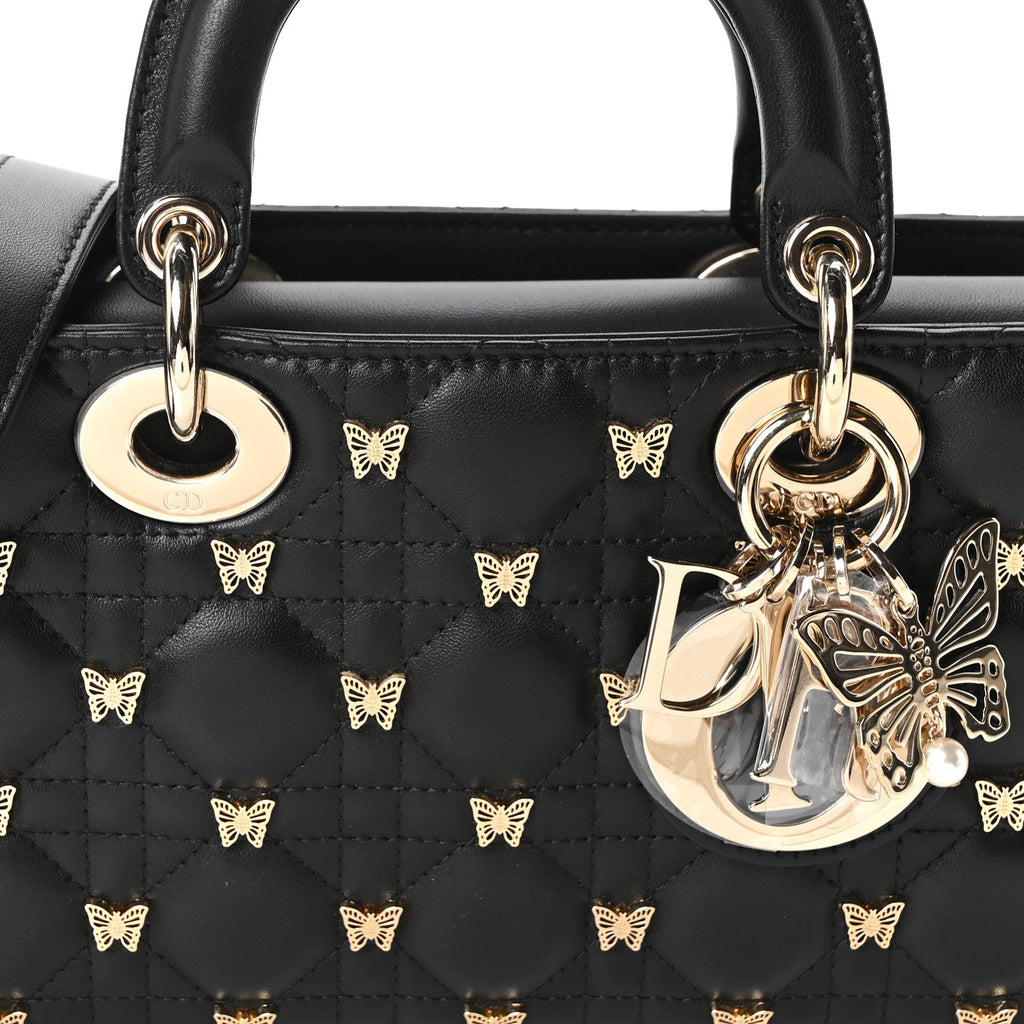 Lambskin Butterfly Cannage Lady D-Joy Black wholesalehk.shop