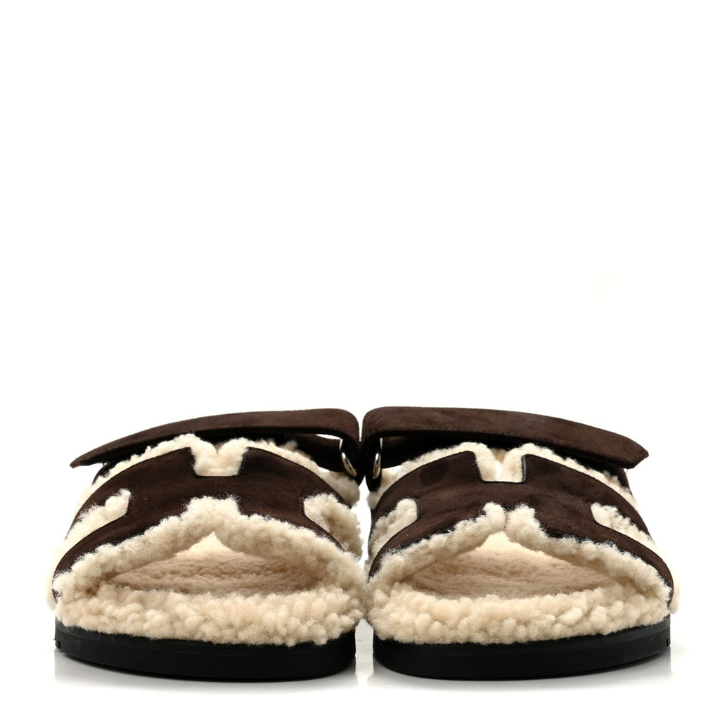 Suede Goatskin Woolskin Womens Chypre Sandals 37.5 Marron Ebene wholesalehk.shop
