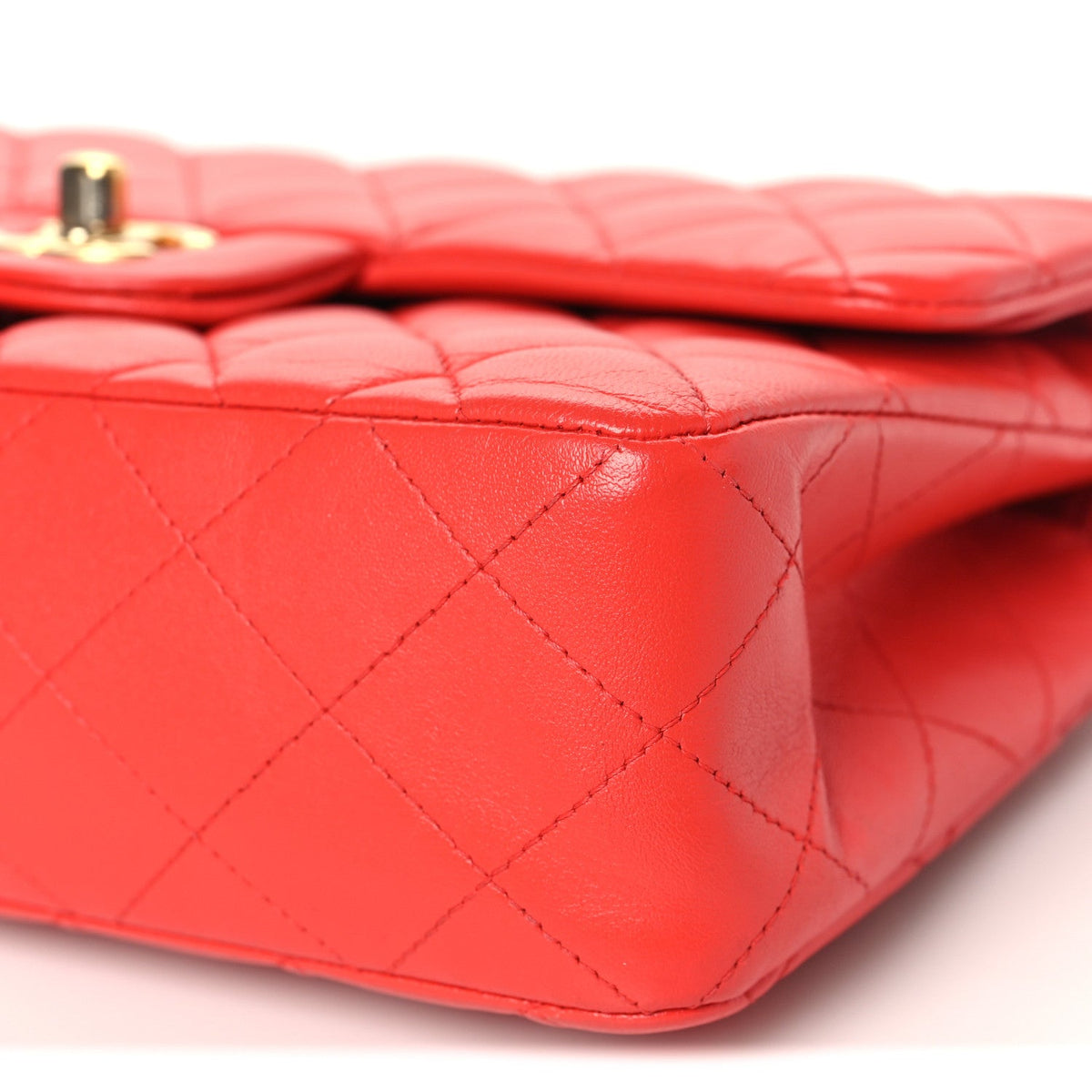 Lambskin Quilted Small Double Flap Red wholesalehk.shop