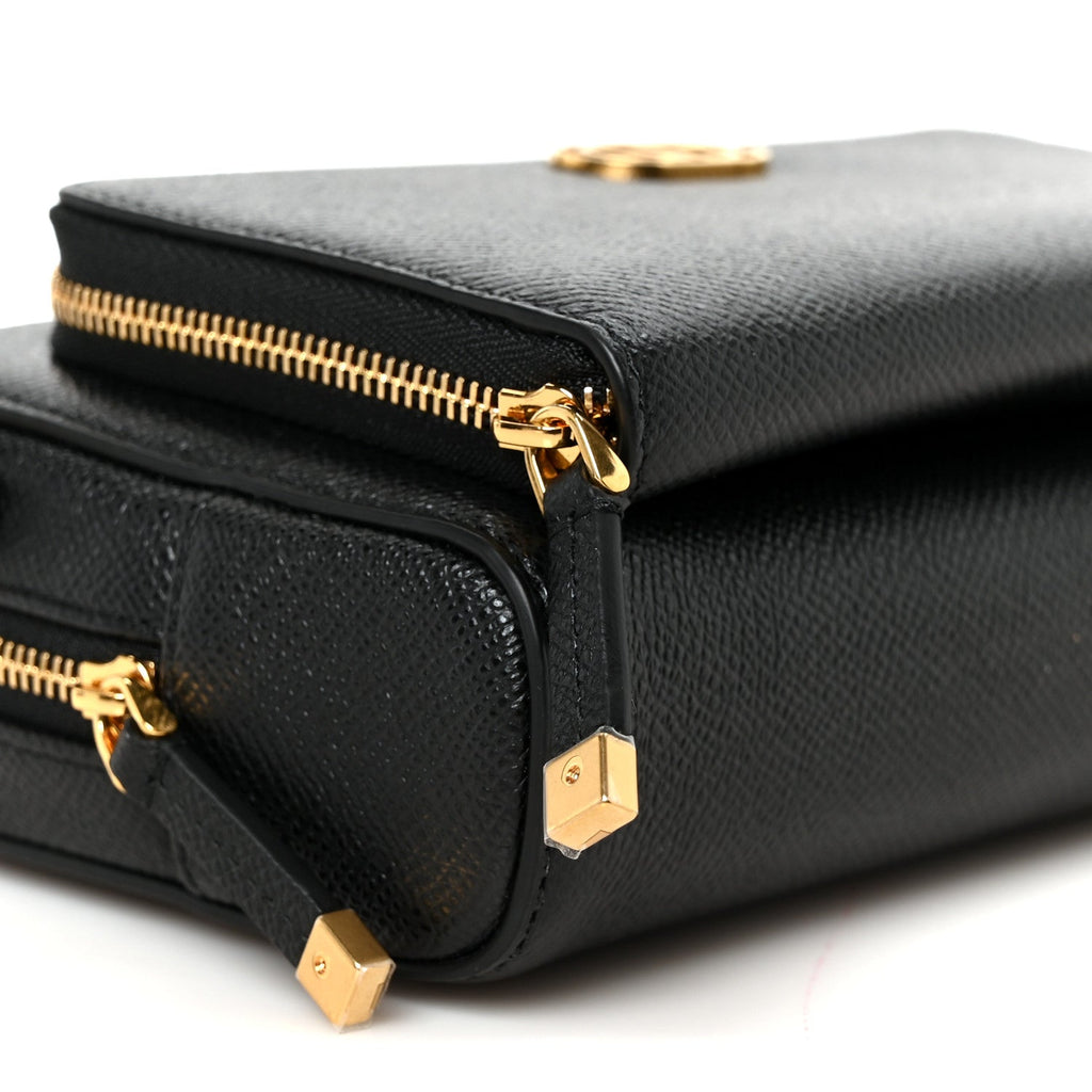 Grained Calfskin Caro Double Pouch Black wholesalehk.shop