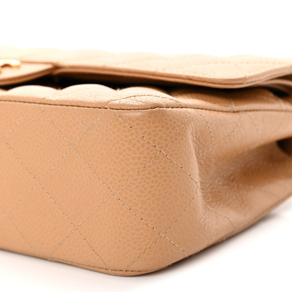 Caviar Quilted Medium Double Flap Beige wholesalehk.shop