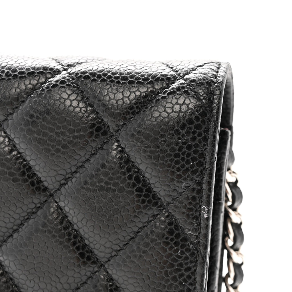 Caviar Quilted Wallet on Chain WOC Black wholesalehk.shop