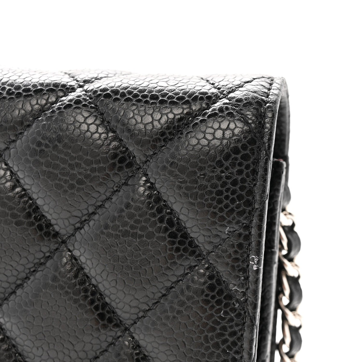 Caviar Quilted Wallet on Chain WOC Black wholesalehk.shop